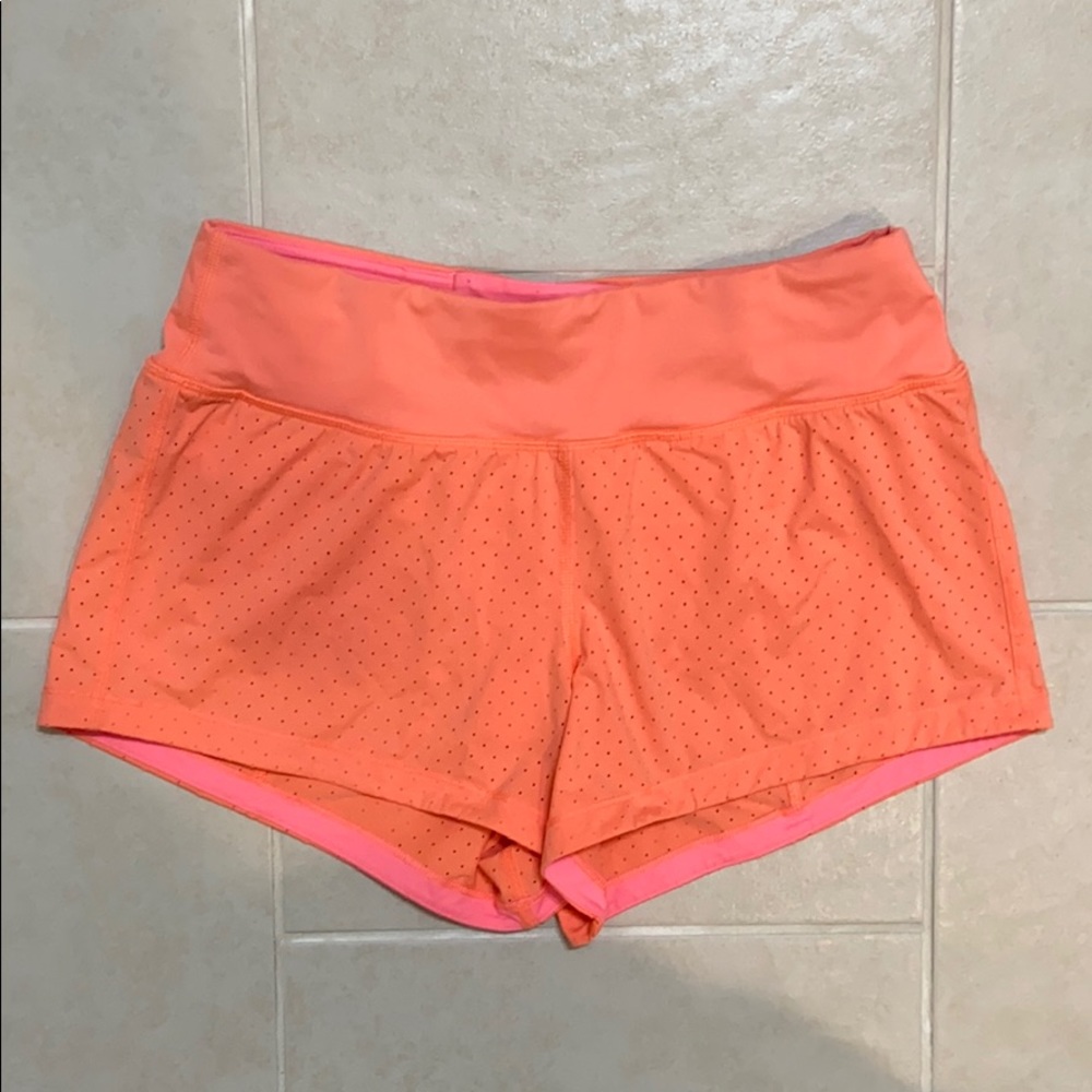 bright orange lululemon shorts